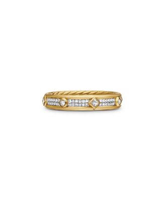 David Yurman 18K Yellow Gold Modern Renaissance Ring with Full Pave Diamonds