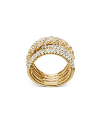 Pav&eacute;flex Four Row Ring in 18K Yellow Gold with Diamonds