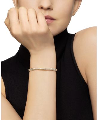 18K Yellow Gold Diamond Pav&eacute; Crossover Bangle Bracelet