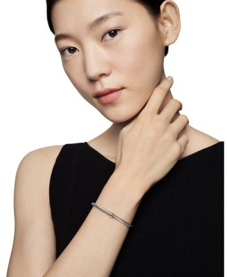 Classic Cable Station Bracelet in Sterling Silver with 18K Yellow Gold, 4mm