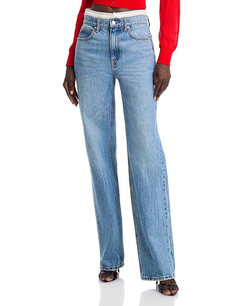 Alexanderwang.t alexanderwang. t Mid Rise Contrast Waistband Jeans in Vintage Light Blue