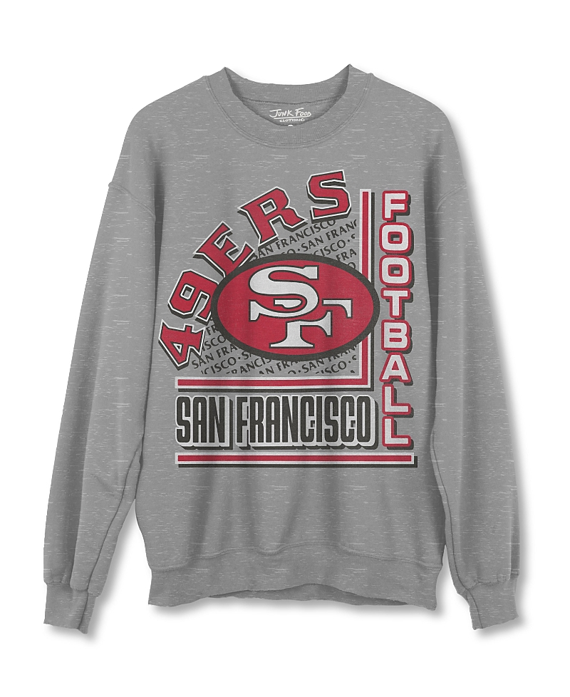 Junk Food Clothing Unisex Nfl San Francisco 49ers Backfield Crew Fleece Sweatshirt In Heather Grey