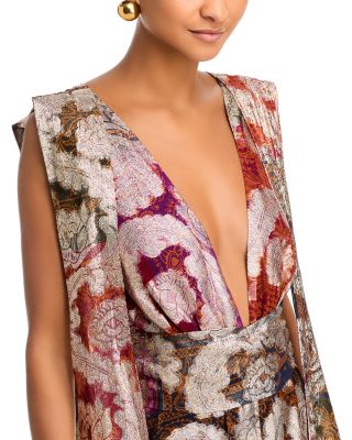 Metallic Plunging Neck Gown