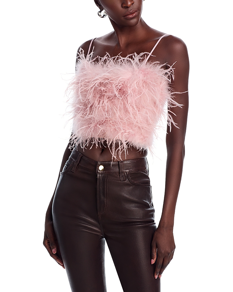 Shop Lucy Paris Milly Feather Top In Dusty Rose