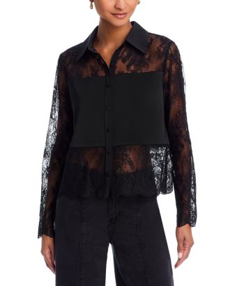 AQUA Lace Shirt - Exclusive | Bloomingdale's Women