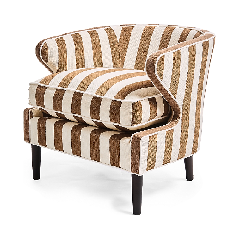 Mackenzie-childs Marquee Brown Stripe Chenille Accent Chair In Brown Stripe
