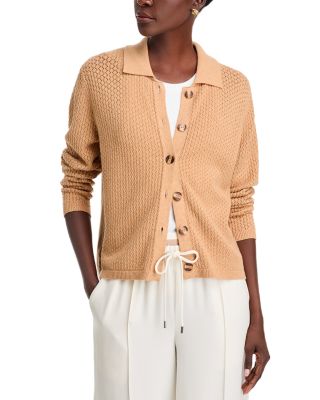 Sioni - Long Sleeved Pointelle Collared Cardigan