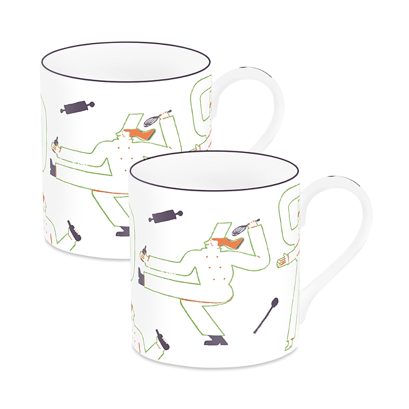 Richard Brendon Chef De Partie Large Mug, Set Of 2 In Multicoloured