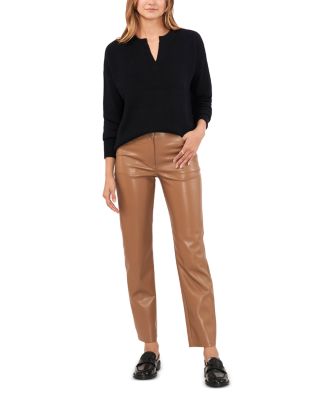 Drop Shoulder Henley Neck Sweater