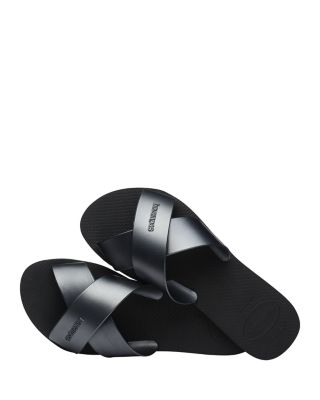 Women's Aqua Metallic Crisscross Slide Sandals