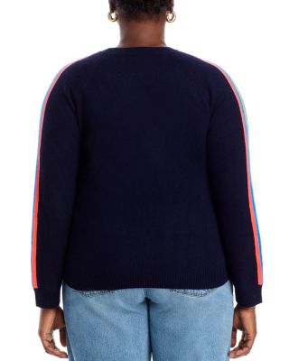 100% Cashmere Rainbow Athletic Stripe Sweater - Exclusive