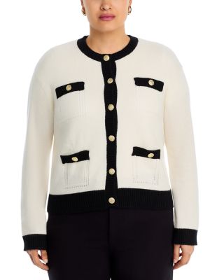 100% Cashmere Contrast Trim Cardigan - Exclusive