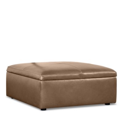 Alice Large Square Storage Ottoman, in Leather