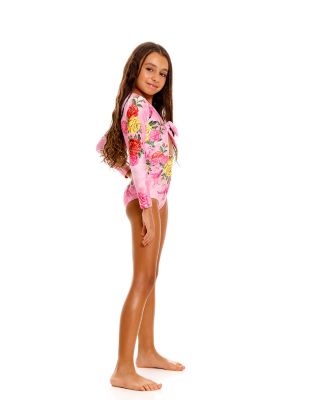 Girls' Cindy Mirage Printed Long Sleeve 1 Piece Swimsuit - Little Kid, Big Kid