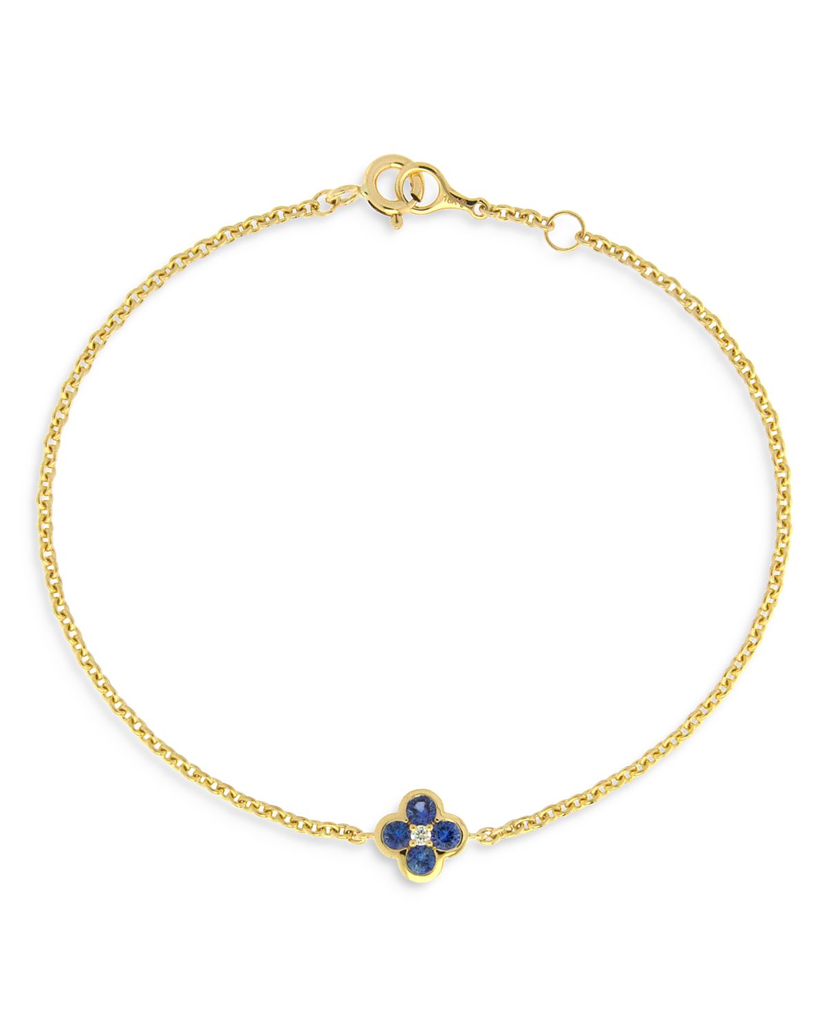 Bloomingdale's Fine Collection Sapphire & Diamond Bezel Clover Adjustable Chain Bracelet
