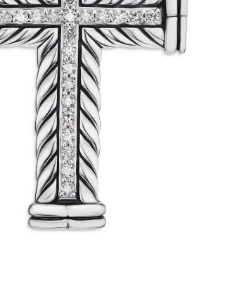 Chevron Cross Pendant in Sterling Silver, 41.5mm