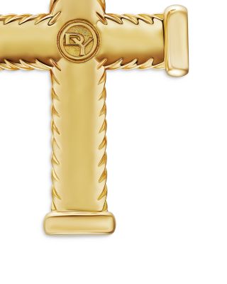Chevron Cross Pendant in 18K Yellow Gold with Diamonds, 32.6mm