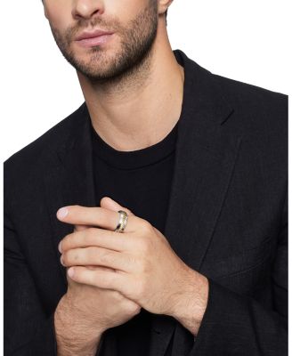 Men's Cable Inset Band Ring in Sterling Silver with 18K Yellow Gold, 8mm