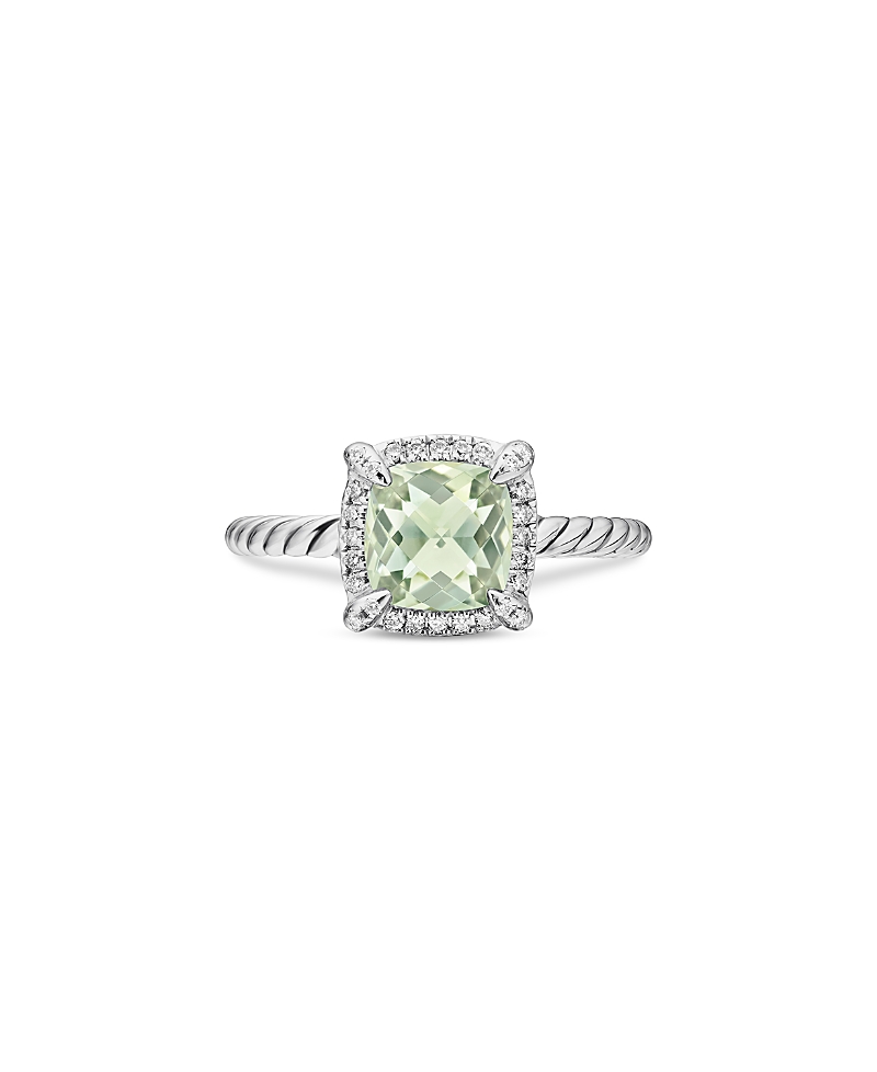 David Yurman Sterling Silver Petite Chatelaine Ring with Prasiolite & Diamonds - Exclusive