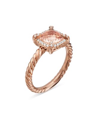 Petite Ch&acirc;telaine&reg; Pav&eacute; Bezel Ring in 18K Rose Gold with Morganite