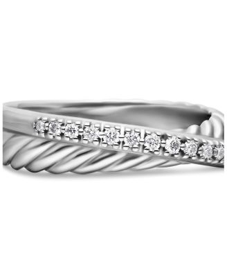 Crossover Ring with Diamonds