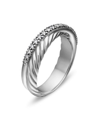 Crossover Ring with Diamonds