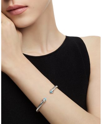 Sterling Silver Cable Classics Bracelet with Gemstones & Diamonds