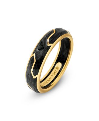 Men's Forged Carbon Band Ring in 18K Gold