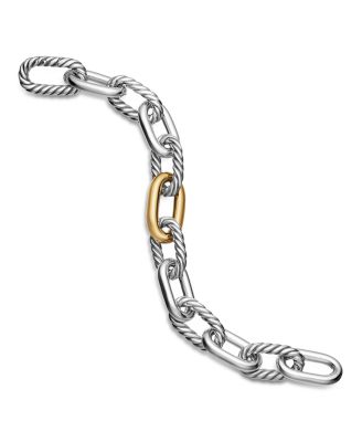 DY Madison Chain Bracelet in Sterling Silver with 18K Yellow Gold, 13.5mm