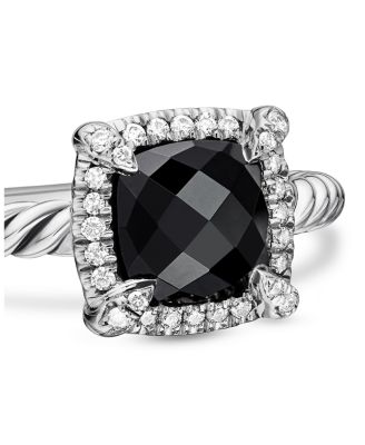 Sterling Silver Petite Chatelaine&reg; Ring with Black Onyx & Diamonds - Exclusive