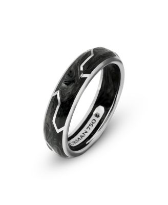 Men's 18K White Gold Forged Carbon 6mm Band