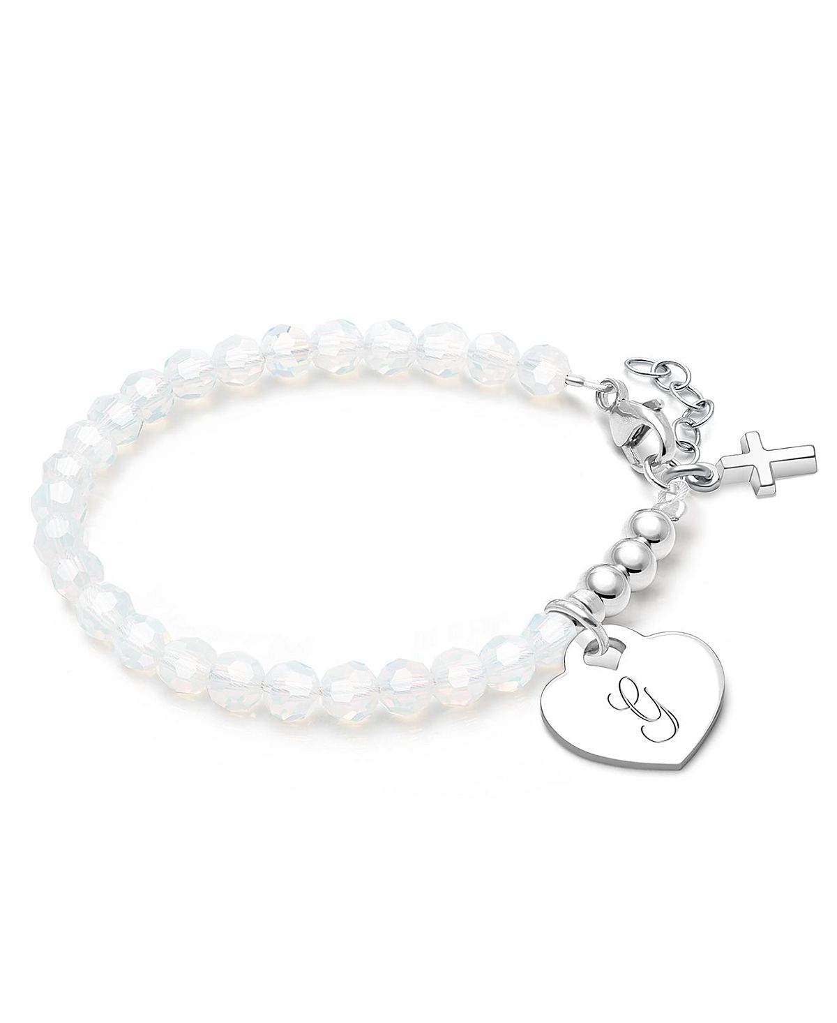 Tiny Blessings Children's Sterling Silver Signature White Crystal with Cross Girls' 5.25 Bracelet
