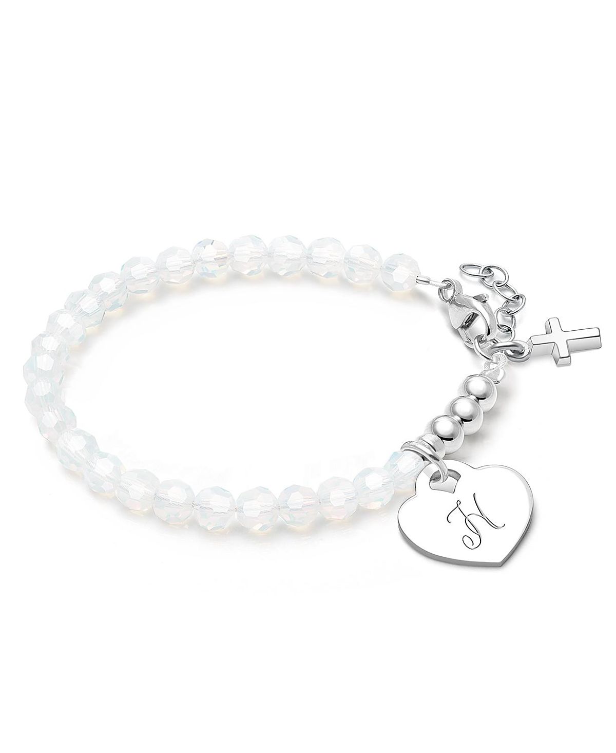 Tiny Blessings Children's Sterling Silver Signature White Crystal with Cross Girls' 5.25 Bracelet