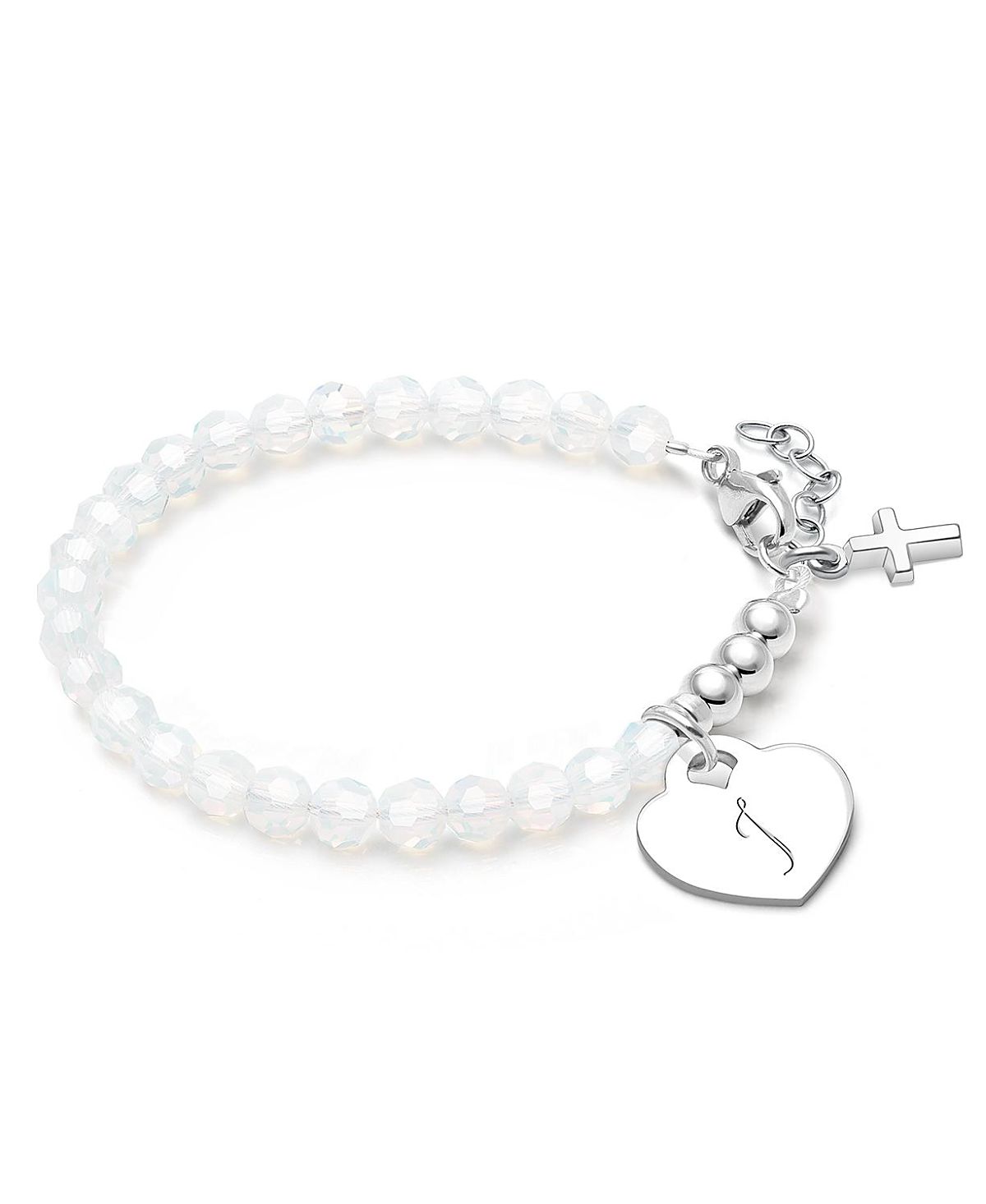 Tiny Blessings Children's Sterling Silver Signature White Crystal with Cross Girls' 5.25 Bracelet