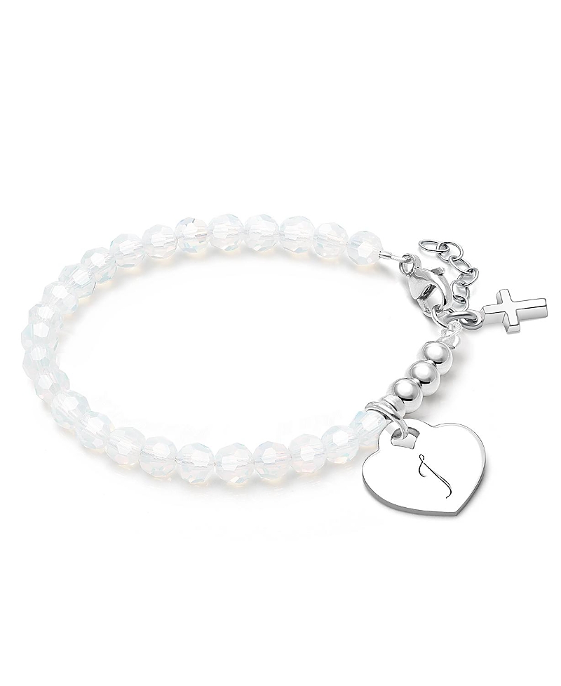 Tiny Blessings Children's Sterling Silver Signature White Crystal With Cross Girls' 5.25 Bracelet In Sterling Silver I