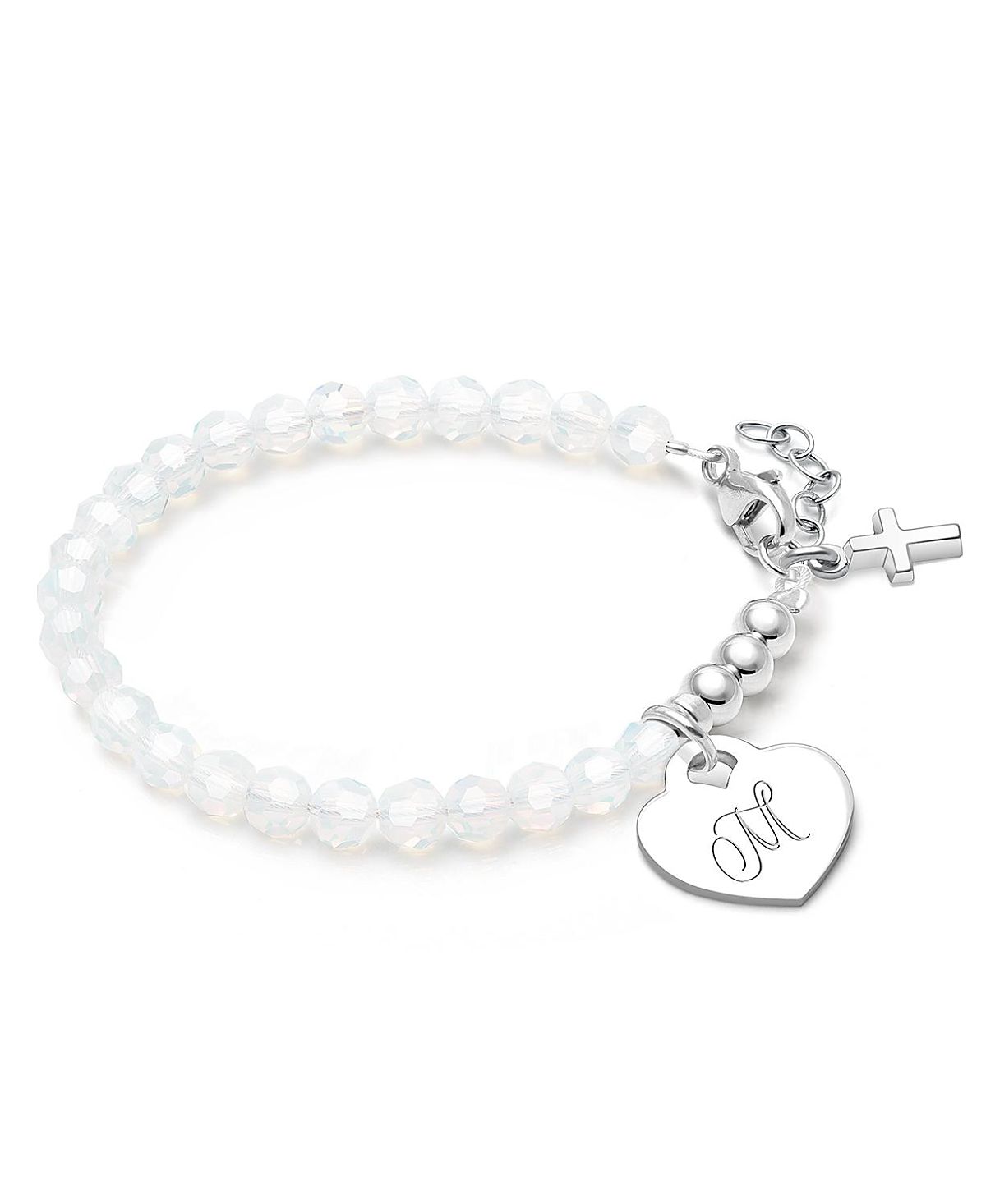 Tiny Blessings Children's Sterling Silver Signature White Crystal with Cross Girls' 5.25 Bracelet