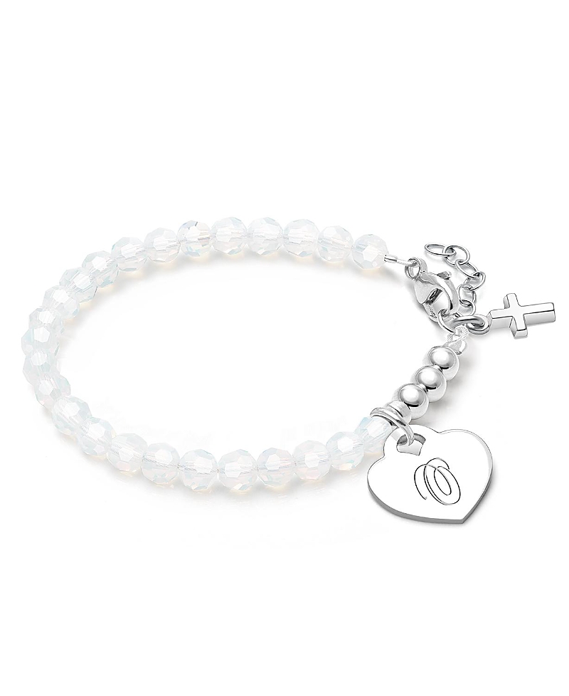 Tiny Blessings Children's Sterling Silver Signature White Crystal With Cross Girls' 5.25 Bracelet In Sterling Silver O
