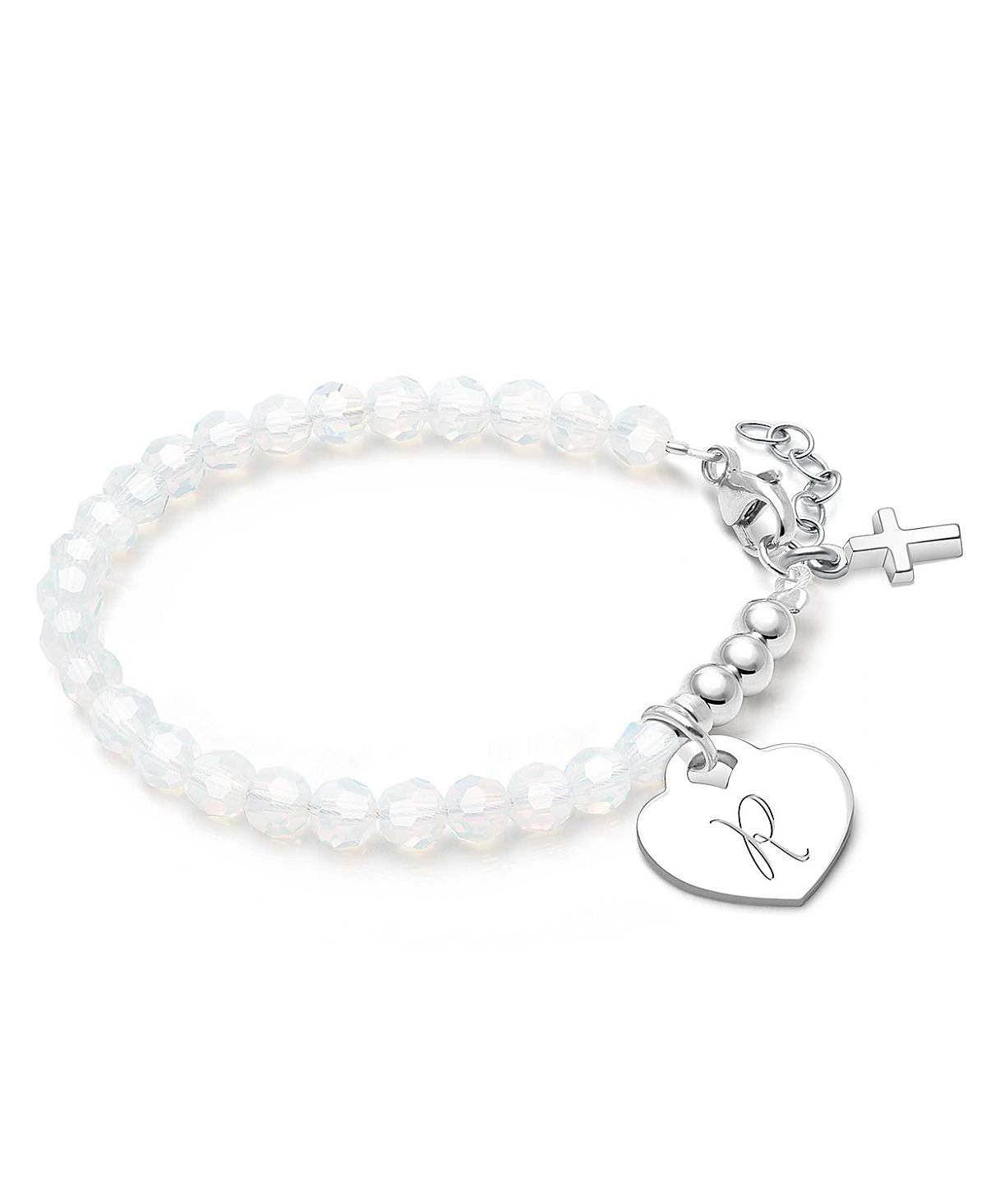 Tiny Blessings Children's Sterling Silver Signature White Crystal with Cross Girls' 5.25 Bracelet