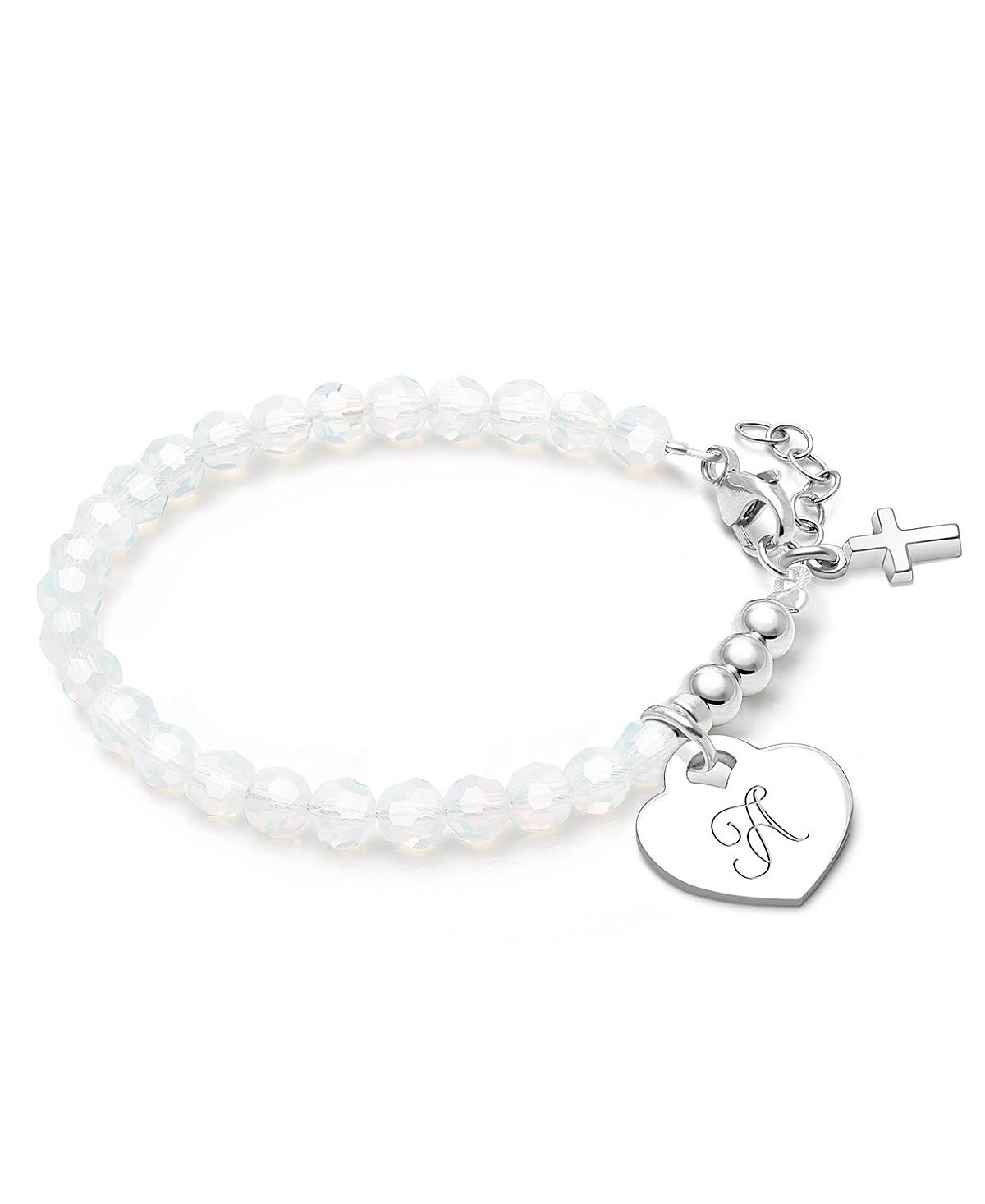 Tiny Blessings Children's Sterling Silver Signature White Crystal with Cross Girls' 5.25 Bracelet