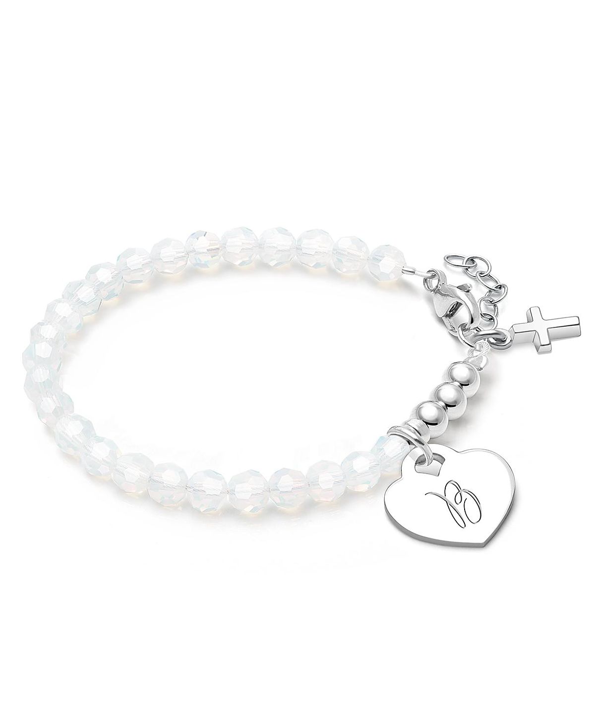 Tiny Blessings Children's Sterling Silver Signature White Crystal with Cross Girls' 5.25 Bracelet