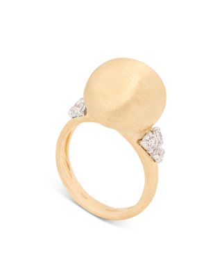 Marco Bicego 18K White & Yellow Gold Africa Diamond Textured Bead Statement Ring