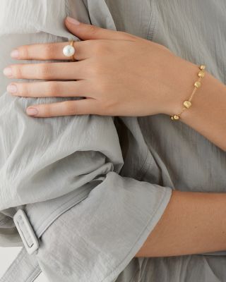 18K Yellow Gold Africa Textured Bead Bracelet