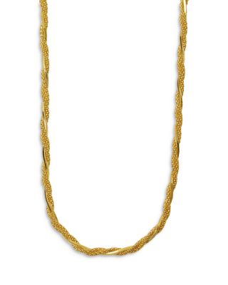 Argento Vivo - Twisted Mixed Chain Thick Collar Necklace in 18K Gold Plated Sterling Silver, 16"-18"