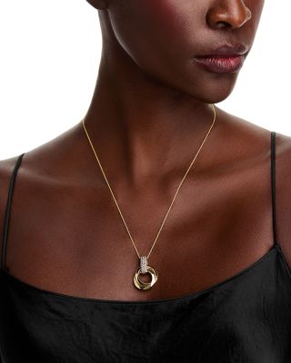 Diamond Double Circle Necklace in 14K Yellow Gold, 0.45 tcw