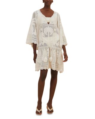 Palm Tree Tassel Tie Cover Up Mini Dress
