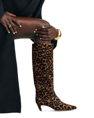 Women's Remy Leopard Print Calf Hair Knee High Boots