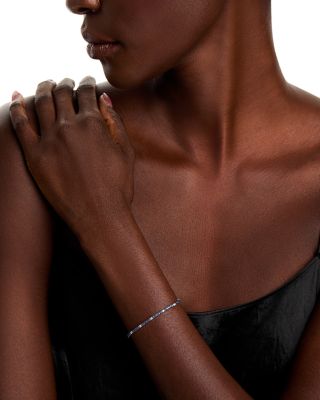 Sapphire & Diamond Tennis Bracelet in 14K White Gold