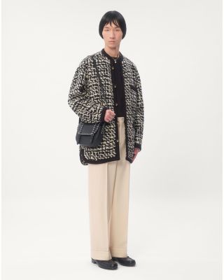 Men&#39;s Rockstud Textured Leather Messenger Bag