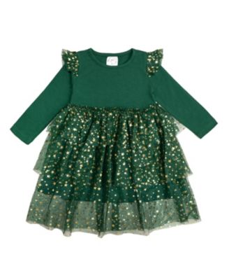 Sweet Wink - Girls' Emerald Shimmer Christmas Long Sleeve Tutu Dress - Little Kid, Big Kid