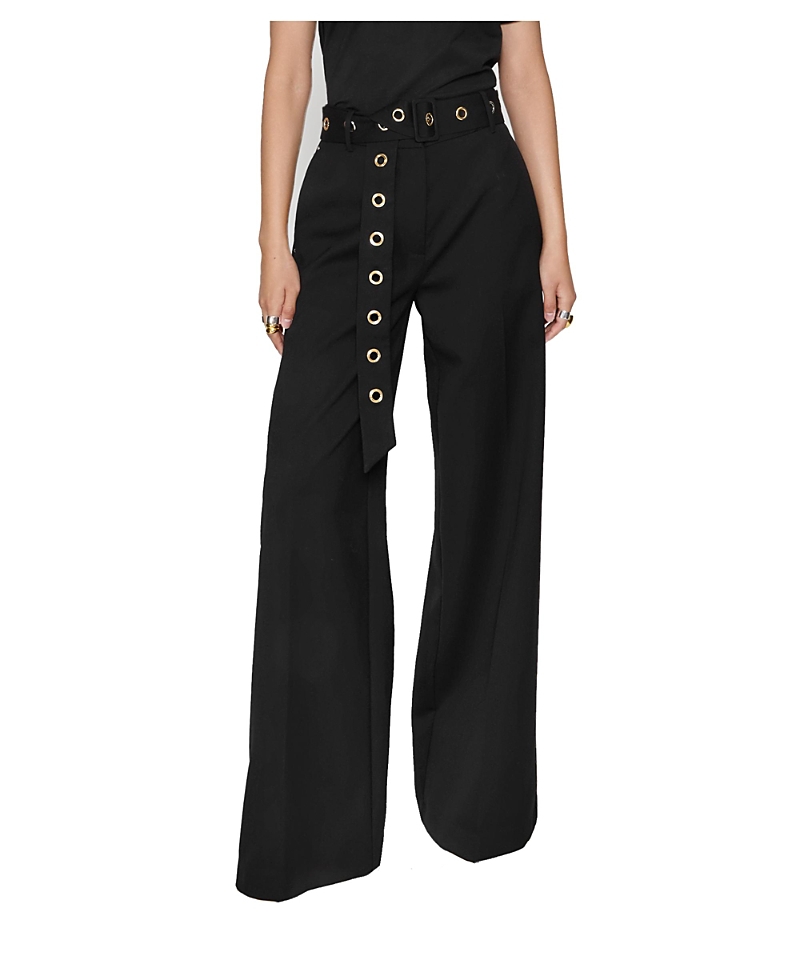 Rebecca Minkoff Wool Blend Wide Leg Pants In Black